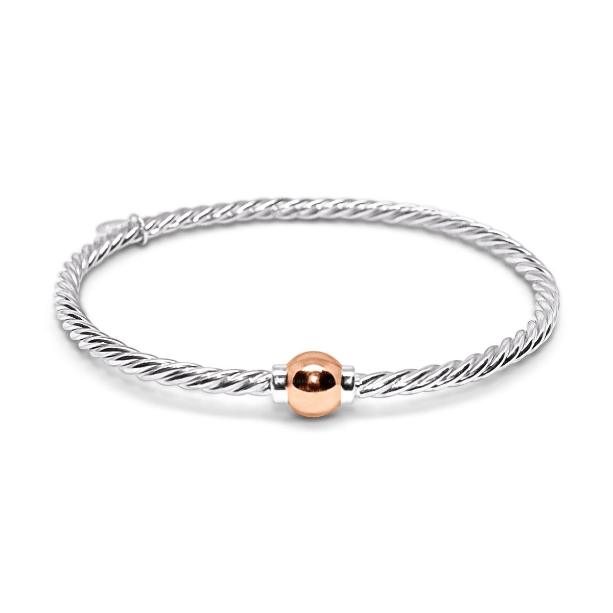 Sterling Silver Braided Bracelet with 14k Yellow Gold Ball