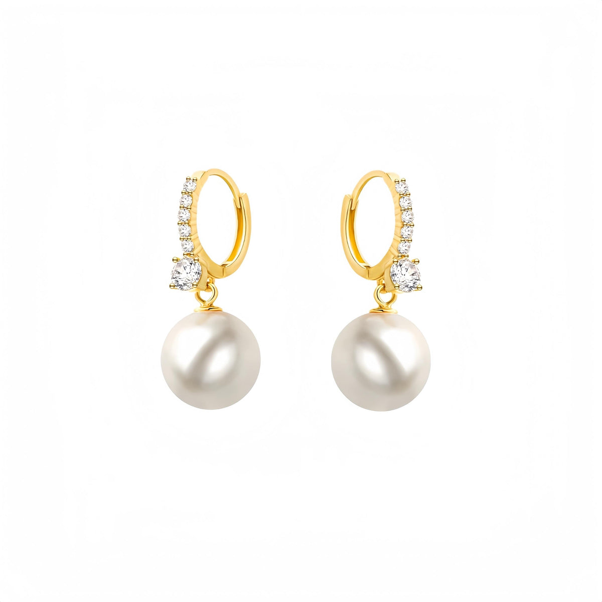 Diamond & Pearl Earrings, Minimalist Dangling Pearl Earrings for Women